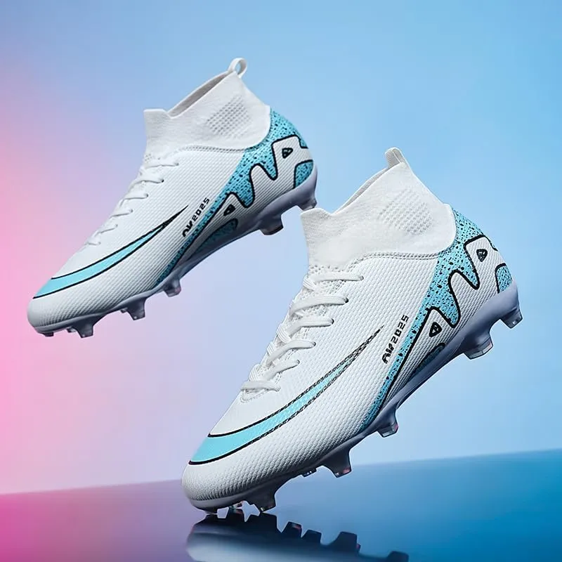 Men's High Top Soccer Shoes, alongside Men's and Women's High-Top Students Game and Sports Training Soccer Cleats Shoes