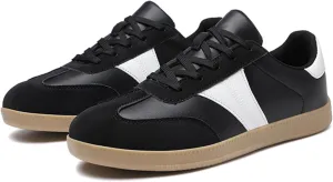 Mens Retro Skateboarding Shoes with Flats Bottom Anti-Slip Lightweight Water-Proof Wear-Resistant Outdoor Leather Sneakers Fashional Board Skate Athletic Training Sports