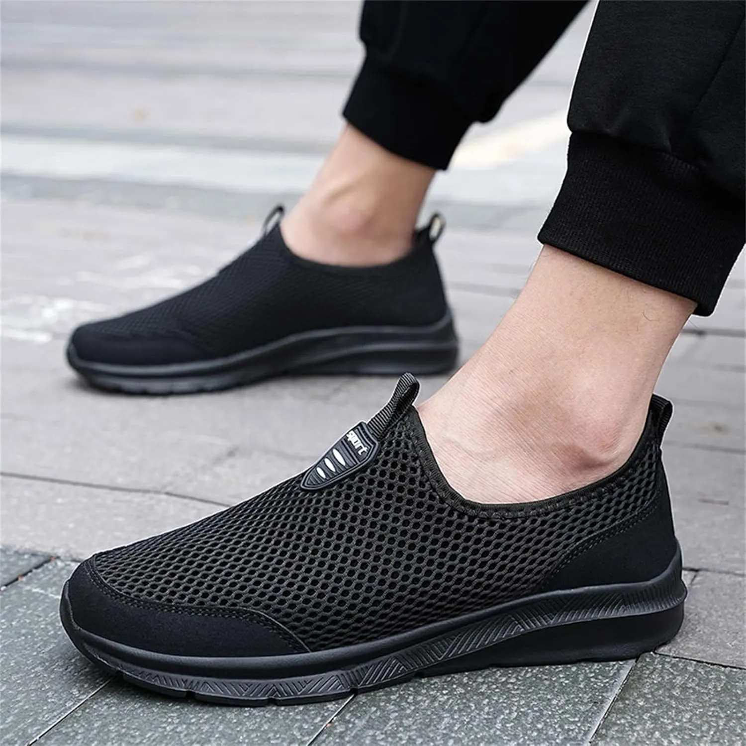 Mens Slip On Running Shoes Casual Breathable Mesh Walking Shoe Lightweight Comfortable Non Slip Sneakers for Men