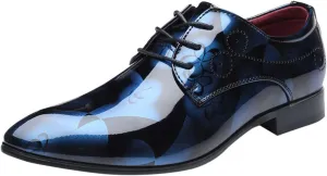 Mens Slip on Shoes Wide Leather Classical Style Shoes for Men Slip On PU Leather Low Rubber Sole Block Heel Work Leather Casual Mens Shoes Wide (Blue, 10)