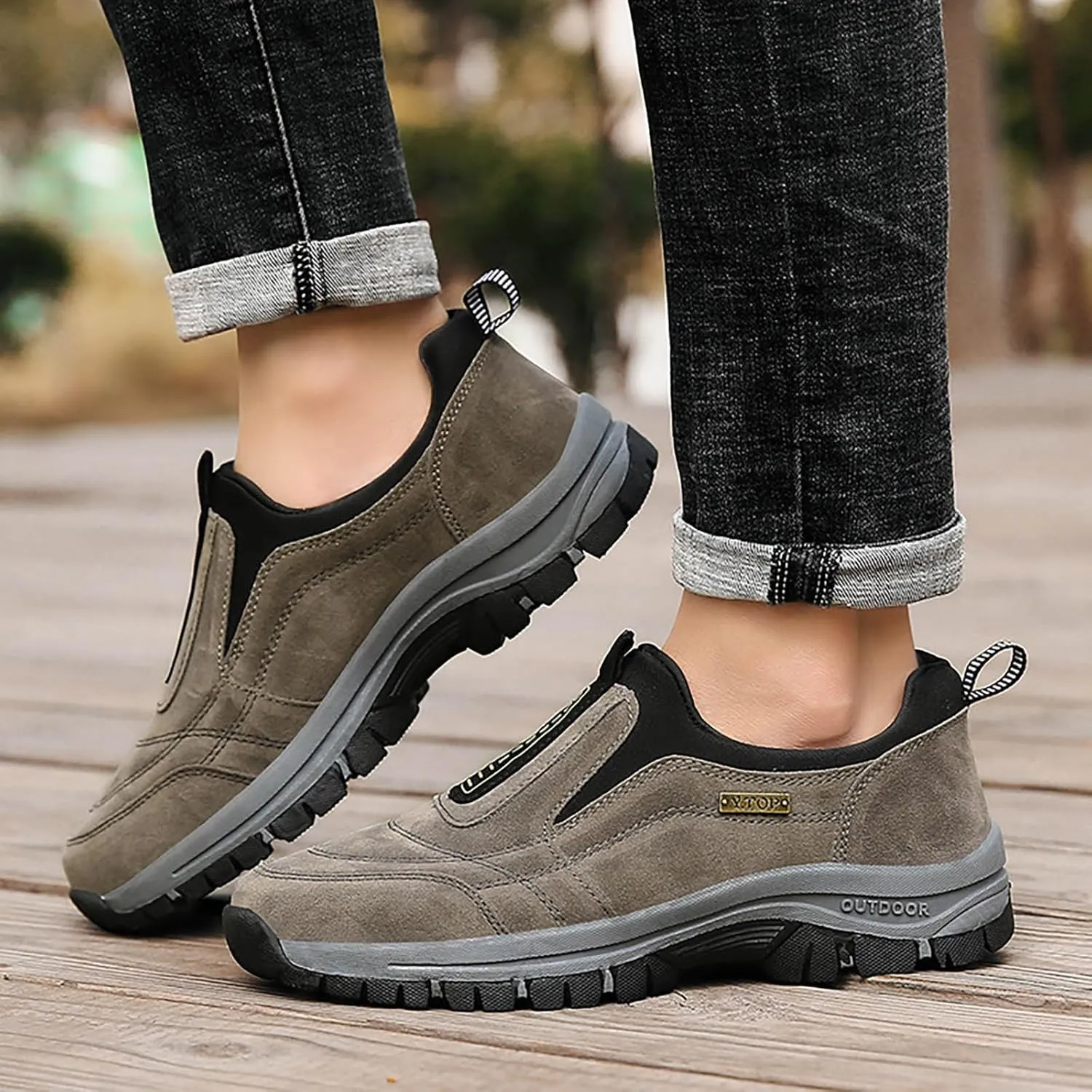 Men's Wide Hiking Shoes Lightweight Walking Shoes Waterproof Work Shoes for Outdoor Trailing Trekking Camping