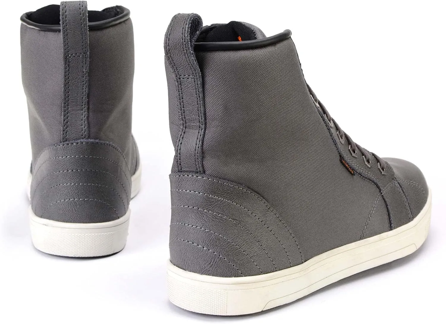 Milwaukee Leather MBM9003WP Men's Grey Leather and Canvas Reinforced Street Riding Waterproof Shoes with Ankle Support - 11