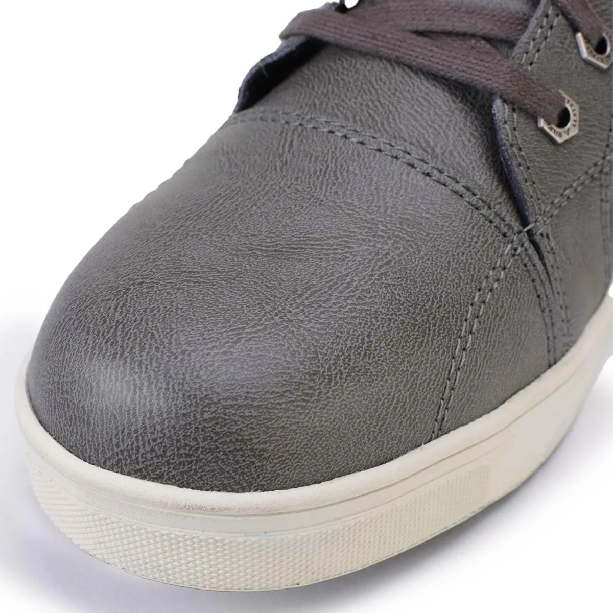 Milwaukee Leather MBM9003WP Men's Grey Leather and Canvas Reinforced Street Riding Waterproof Shoes with Ankle Support - 11