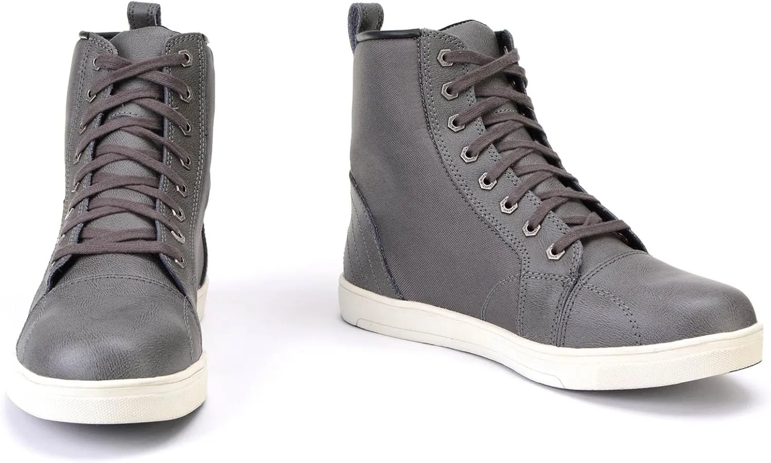 Milwaukee Leather MBM9003WP Men's Grey Leather and Canvas Reinforced Street Riding Waterproof Shoes with Ankle Support - 11