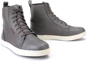 Milwaukee Leather MBM9003WP Men's Grey Leather and Canvas Reinforced Street Riding Waterproof Shoes with Ankle Support - 11
