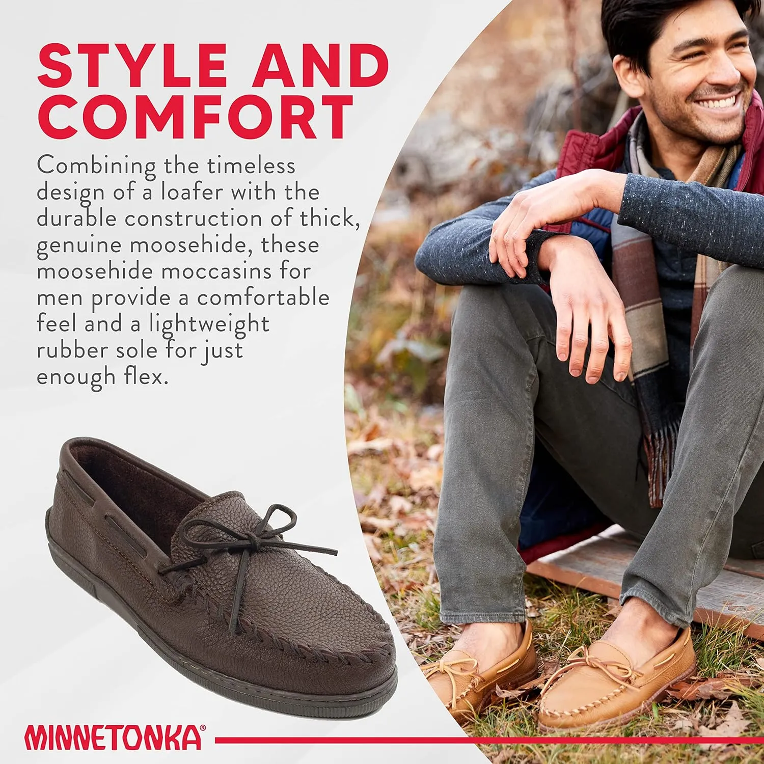 Minnetonka Men's Moosehide Leather Moccasins
