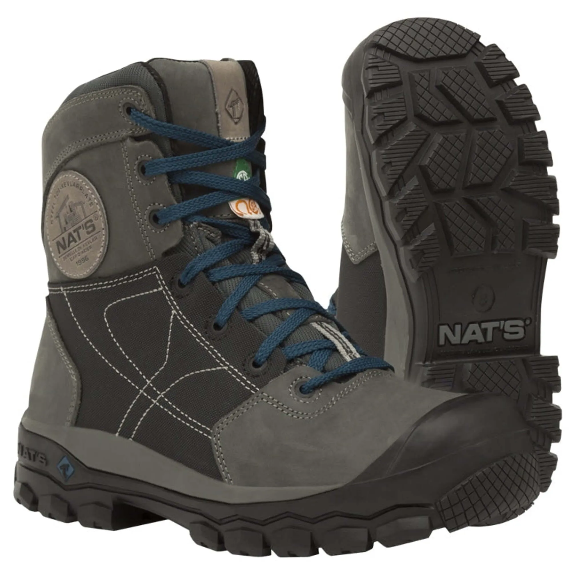 Nats Men's Safety Work Boots S638 CSA 8" Leather Steel Toe, Zipper Clasp, Puncture Resistant Midsoles, Oil Resistant Outsoles | Sizes 7-13