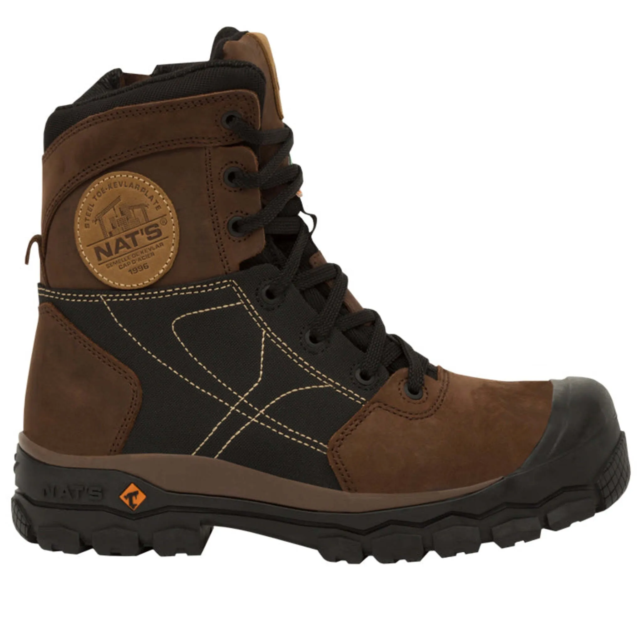 Nats Men's Safety Work Boots S638 CSA 8" Leather Steel Toe, Zipper Clasp, Puncture Resistant Midsoles, Oil Resistant Outsoles | Sizes 7-13