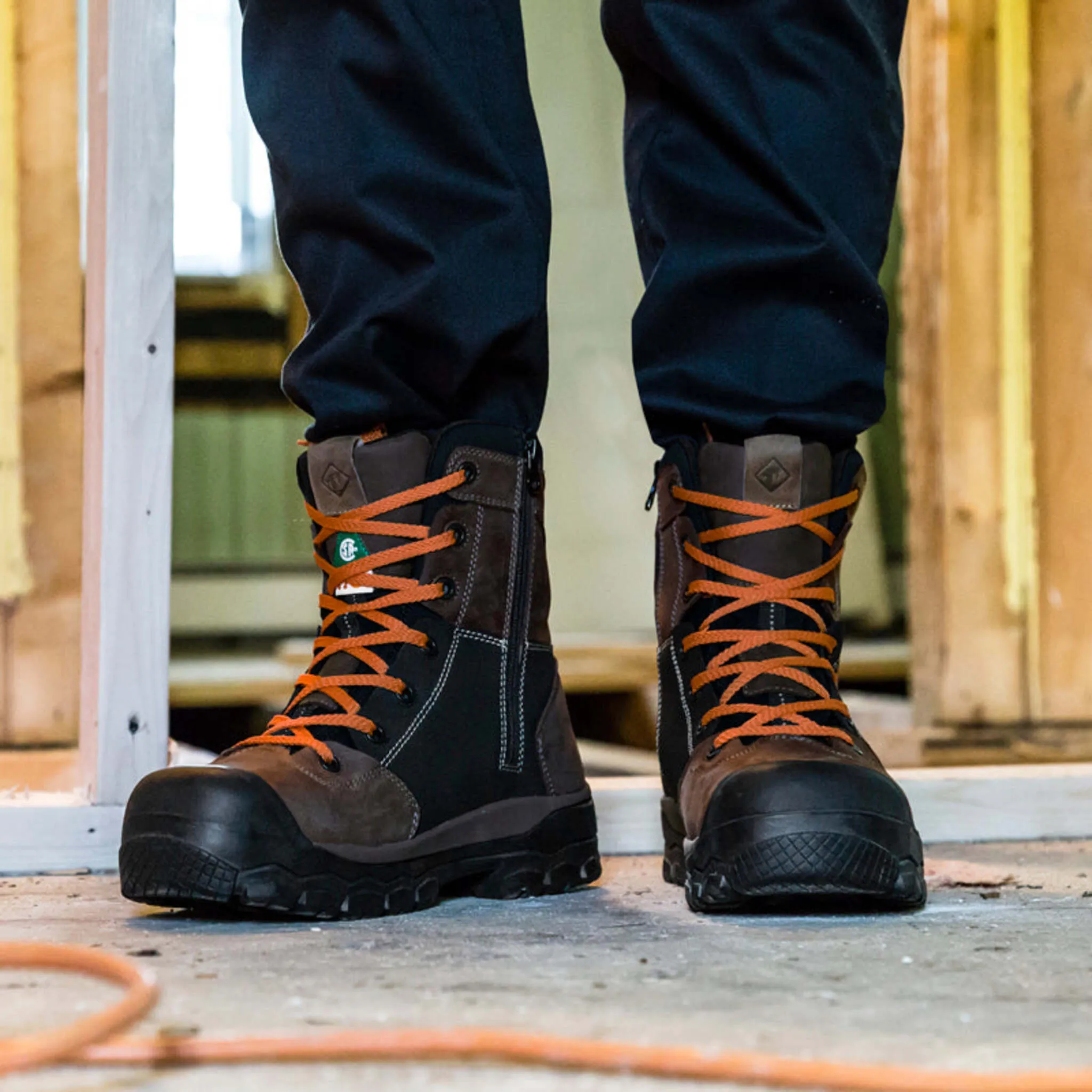 Nats Men's Safety Work Boots S638 CSA 8" Leather Steel Toe, Zipper Clasp, Puncture Resistant Midsoles, Oil Resistant Outsoles | Sizes 7-13