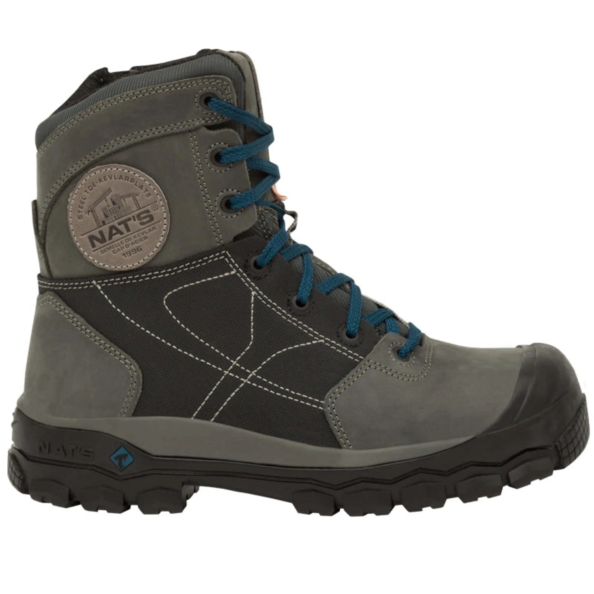 Nats Men's Safety Work Boots S638 CSA 8" Leather Steel Toe, Zipper Clasp, Puncture Resistant Midsoles, Oil Resistant Outsoles | Sizes 7-13