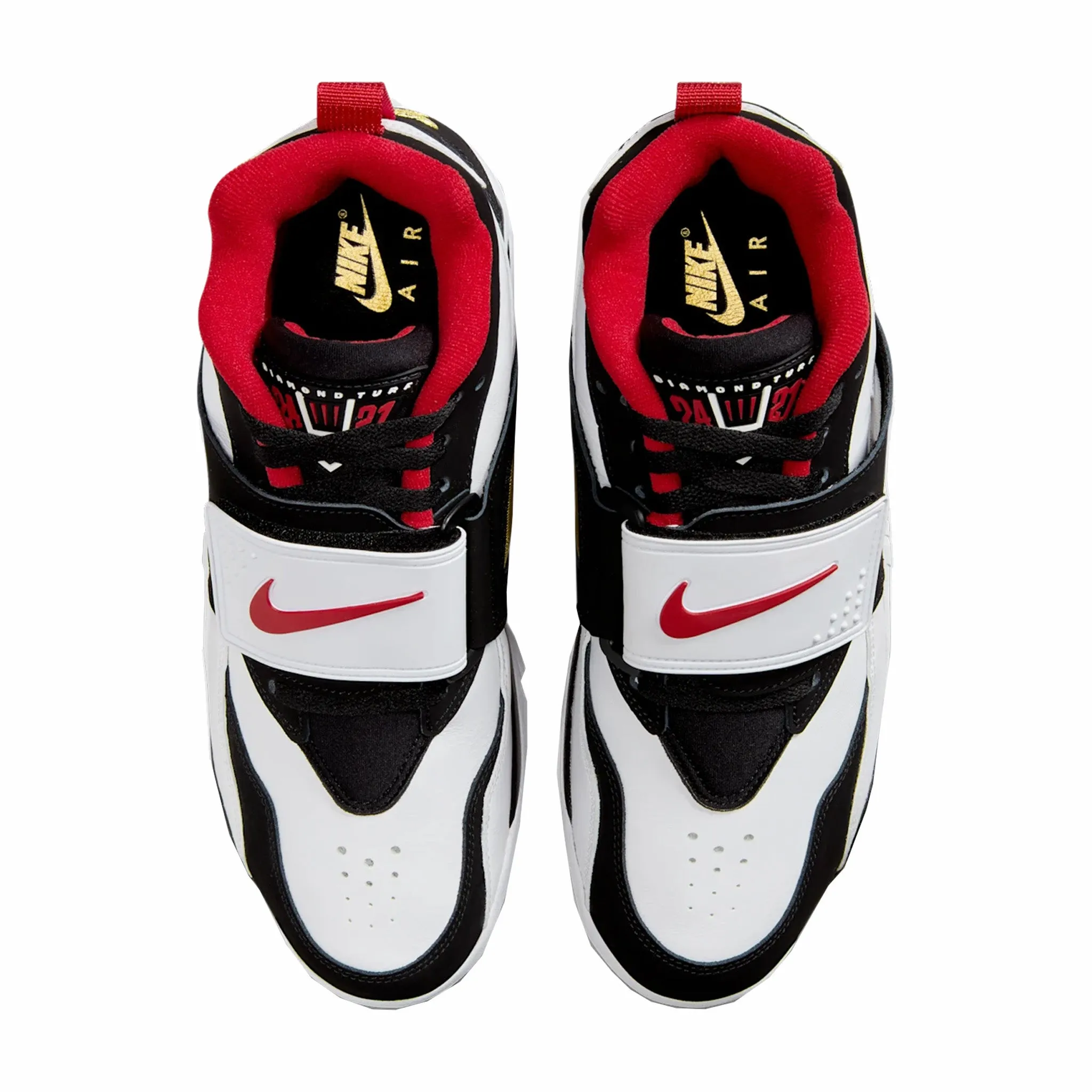 Nike Air Diamond Turf "Fire Red & Metallic Gold" (White/Fire Red-Black)