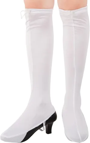 NUMJAW Groovy 70s Hippie Costume Boot Covers, White Fabric Fake Boots - Disco & Hippie Style Dress Costumes