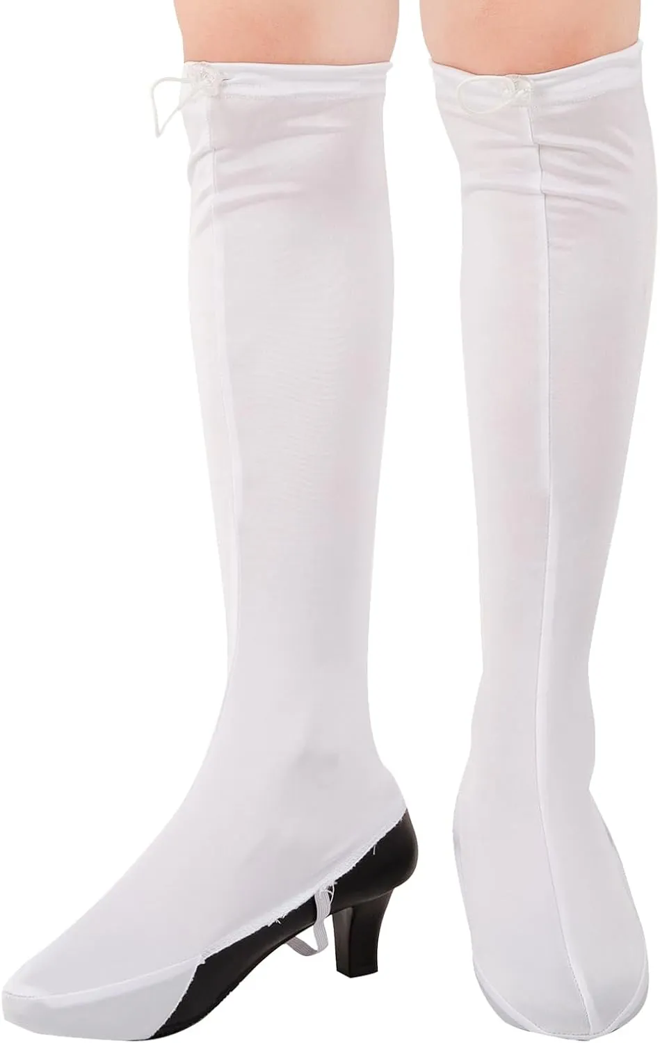 NUMJAW Groovy 70s Hippie Costume Boot Covers, White Fabric Fake Boots - Disco & Hippie Style Dress Costumes