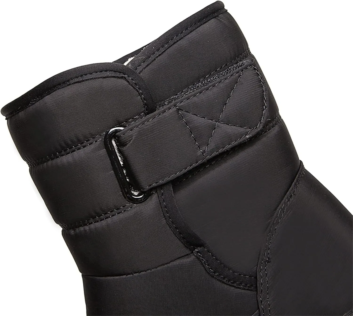 oiangi Quilted Snow Boots for Women Fashion Waterproof Round Toe Buckle Platform High Top Non-slip Ankle Booties Winter Comfy Warm Outdoor Ladies Shoes