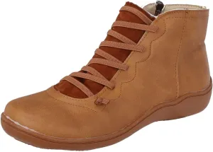 Orthopedic Boots Women Flat Ankle Boots Comfy Zipper Booties Vintage Leather Short Bootie Outdoor Flat Roman Shoes