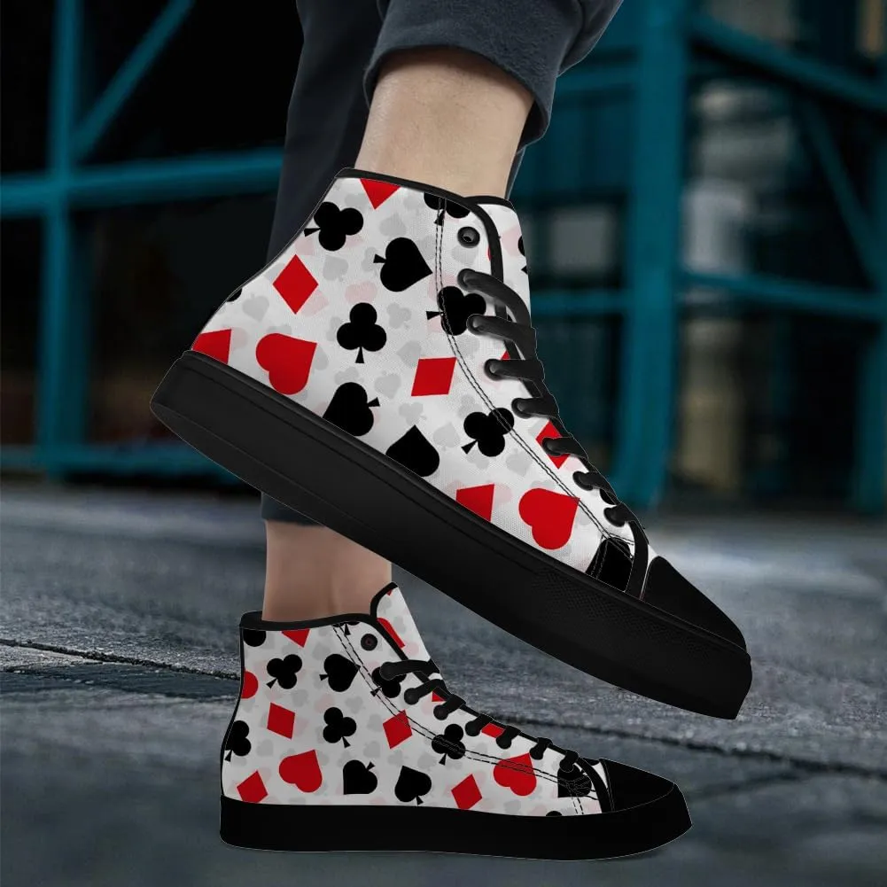 Poker High Top Shoes for Men Women Playing Cards High Top Canvas Sneakers Casual Shoes Gifts for Dad Mom