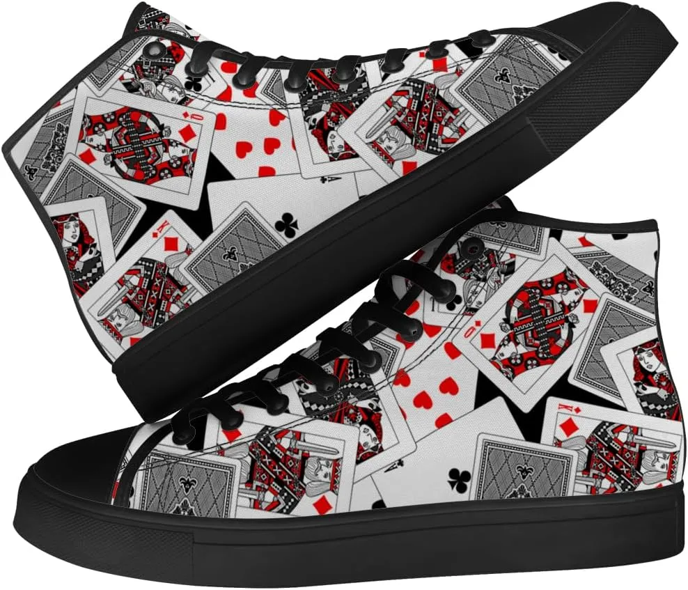 Poker High Top Shoes for Men Women Playing Cards High Top Canvas Sneakers Casual Shoes Gifts for Dad Mom