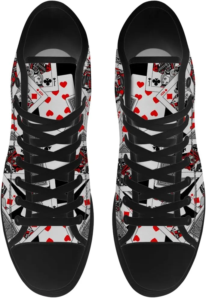 Poker High Top Shoes for Men Women Playing Cards High Top Canvas Sneakers Casual Shoes Gifts for Dad Mom