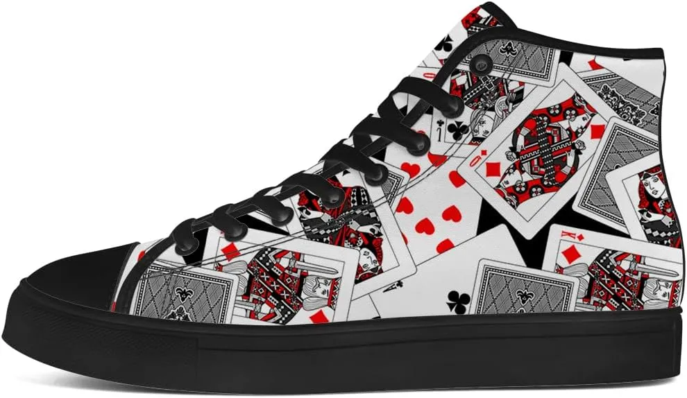 Poker High Top Shoes for Men Women Playing Cards High Top Canvas Sneakers Casual Shoes Gifts for Dad Mom
