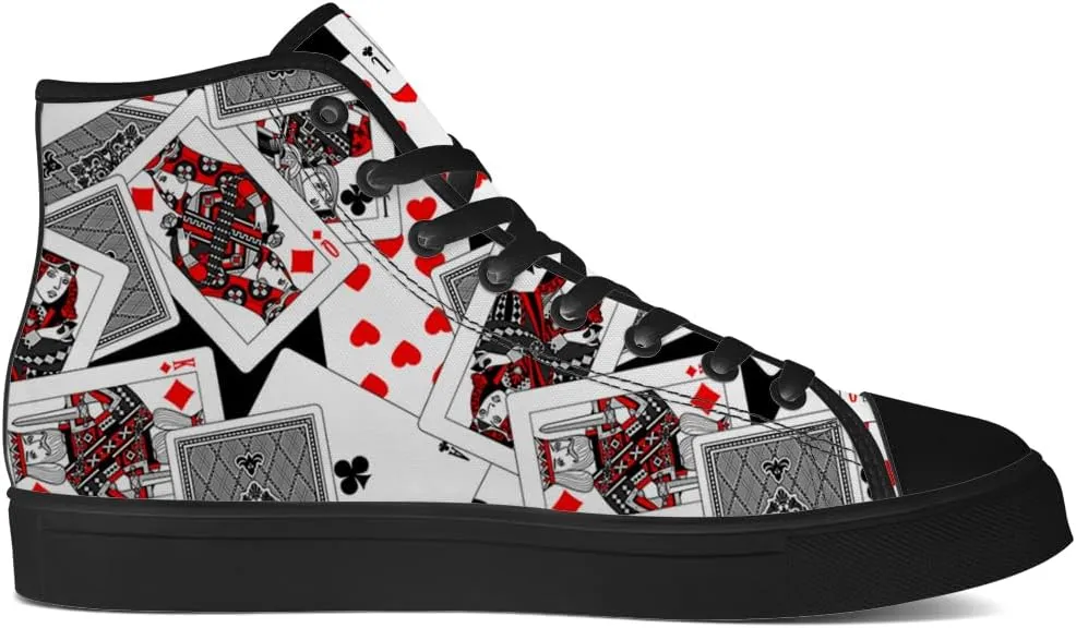 Poker High Top Shoes for Men Women Playing Cards High Top Canvas Sneakers Casual Shoes Gifts for Dad Mom