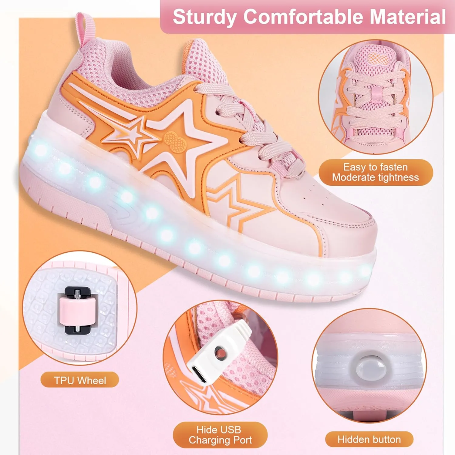 Roller Skates Shoes for Boys and Girls - 2-in-1 Skate Shoes and Sneakers for Kids Fun and Stylish