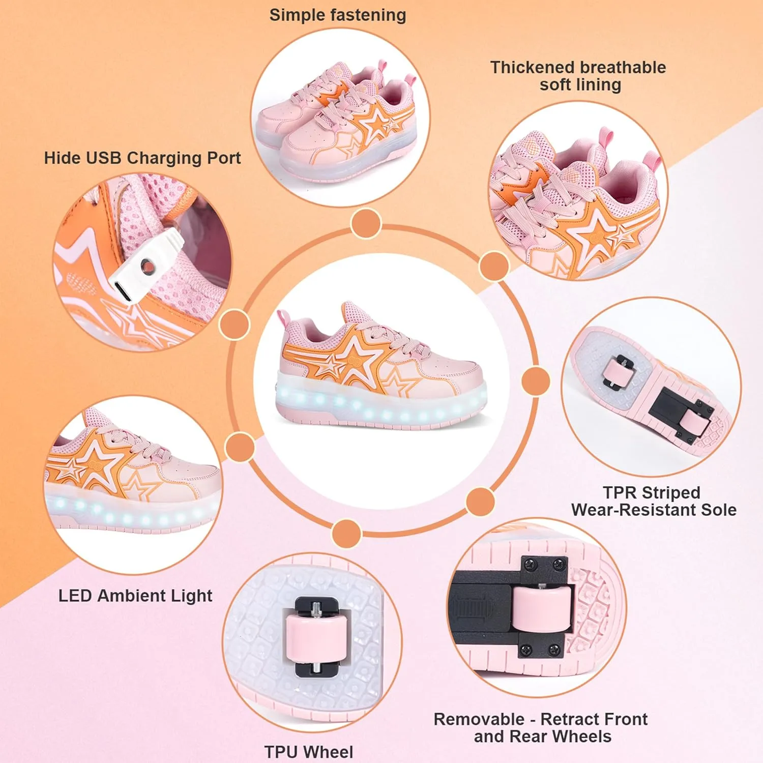 Roller Skates Shoes for Boys and Girls - 2-in-1 Skate Shoes and Sneakers for Kids Fun and Stylish