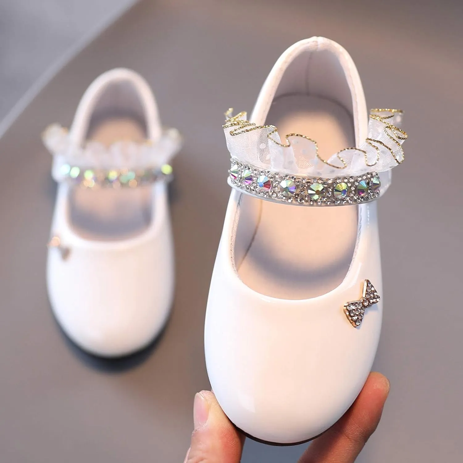 ??rystal Lace Princess Mary Jane Dress Shoes Princess Low Heel Dance Shoes Par??y Wedding Slip On Ballet Flat??