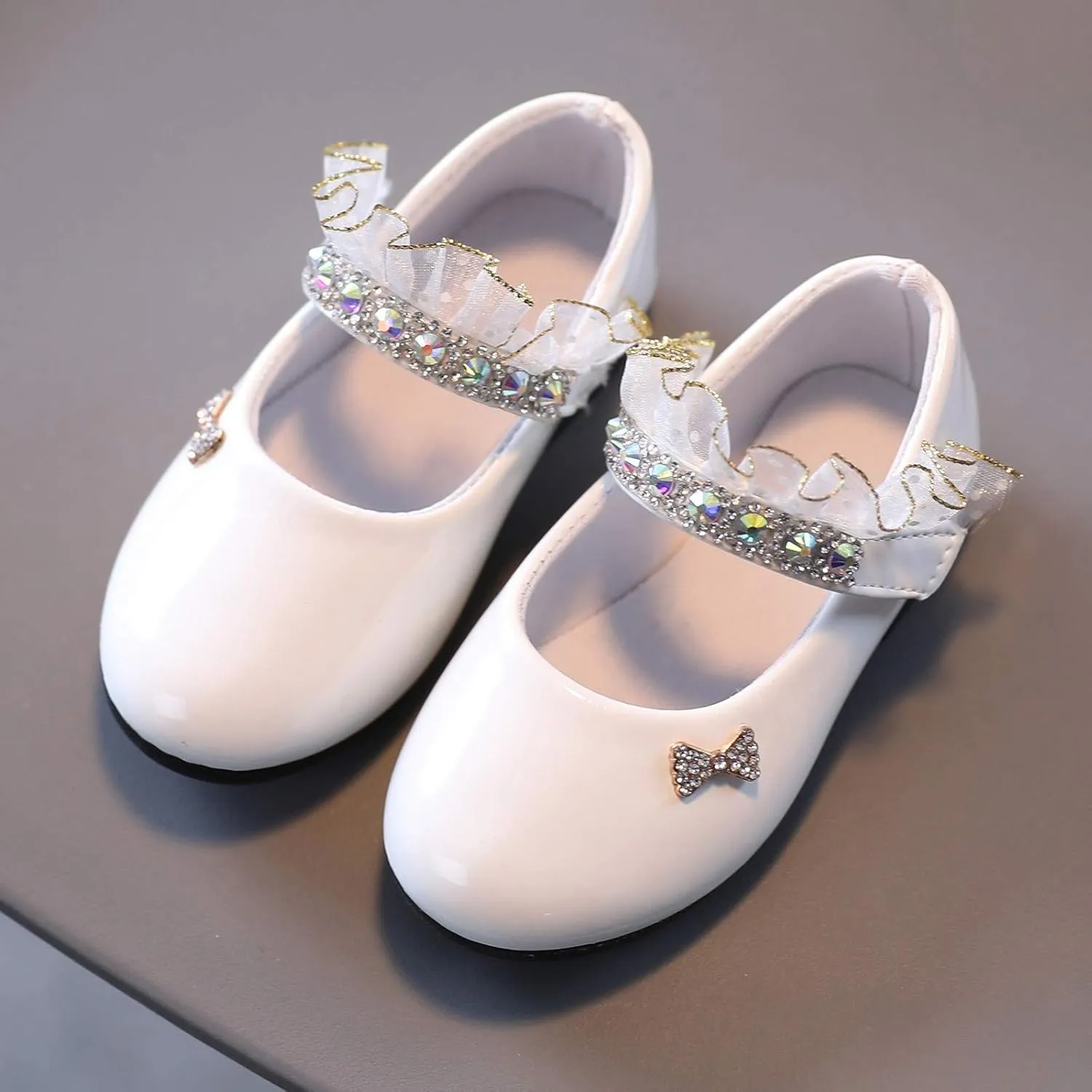 ??rystal Lace Princess Mary Jane Dress Shoes Princess Low Heel Dance Shoes Par??y Wedding Slip On Ballet Flat??