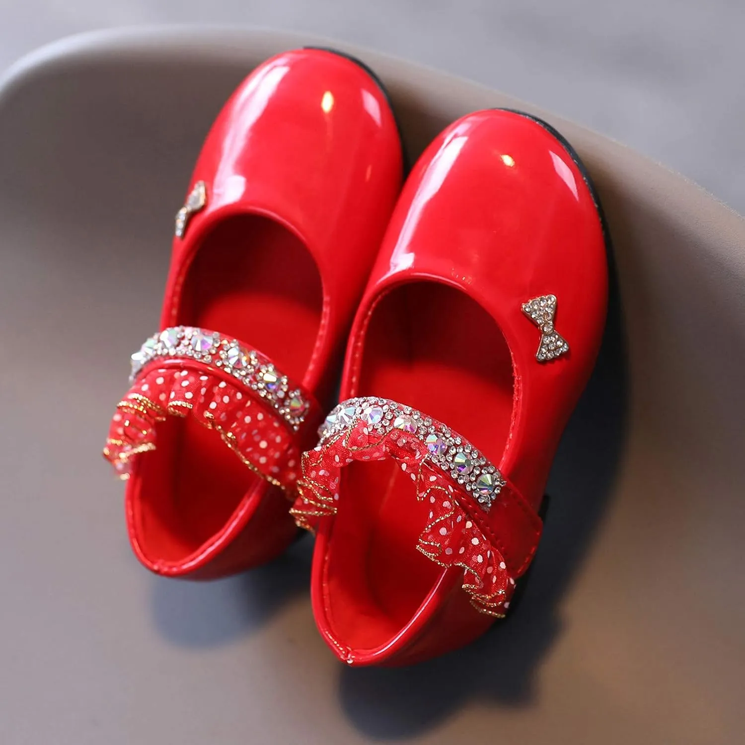 ??rystal Lace Princess Mary Jane Dress Shoes Princess Low Heel Dance Shoes Par??y Wedding Slip On Ballet Flat??