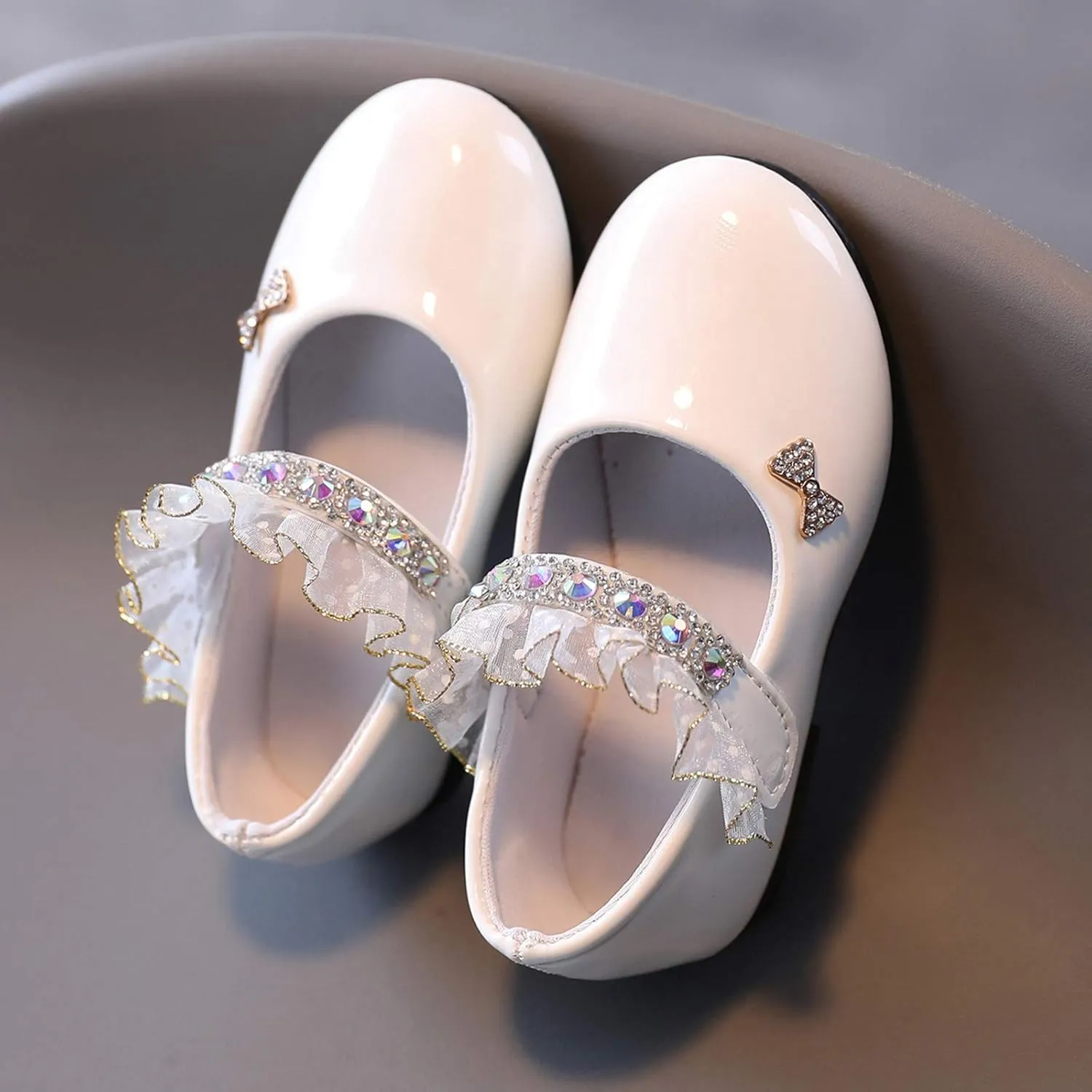 ??rystal Lace Princess Mary Jane Dress Shoes Princess Low Heel Dance Shoes Par??y Wedding Slip On Ballet Flat??