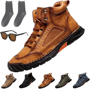 Sawbehind Mens Shoes, Saw Behind Men's Comfortable Handmade Leather Boots, Outdoor Leather Boots, Waterproof, Arch Support