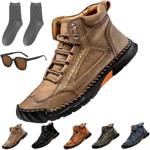 Sawbehind Mens Shoes, Saw Behind Men's Comfortable Handmade Leather Boots, Outdoor Leather Boots, Waterproof, Arch Support