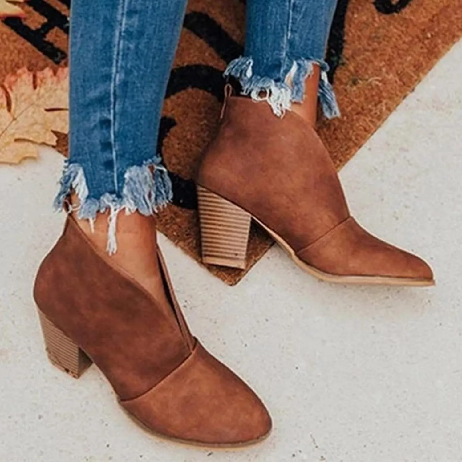 SBGMoSJ Boots for Women Ankle Booties Wide Black Boots for Women Ankle Booties Black Booties for Women Low Heel Round Toe Womens Brown Booties And Ankle Boots Women's Boots Ankle Lace Up