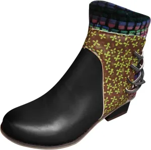 SBGMoSJ Mens Black Ankle Boots with Zipper Womens Low Wedge Heel Ankle Booties Fall Booties for Women 2023 No Heel Black Ankle Booties for Women Woman Boots