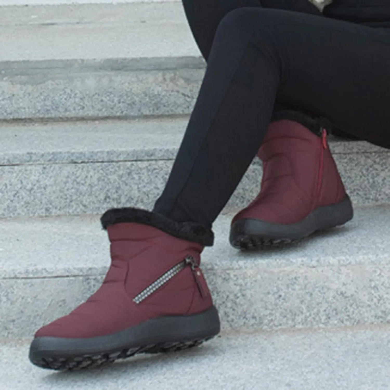 SBGMoSJ Women Snow Ankle Boots Waterproof Leather Womens Hiking Boots Waterproof Women Winter Boots Waterproof Brown Slip Resistant Waterproof Work Boots for Women Women's Tall Winter Boots