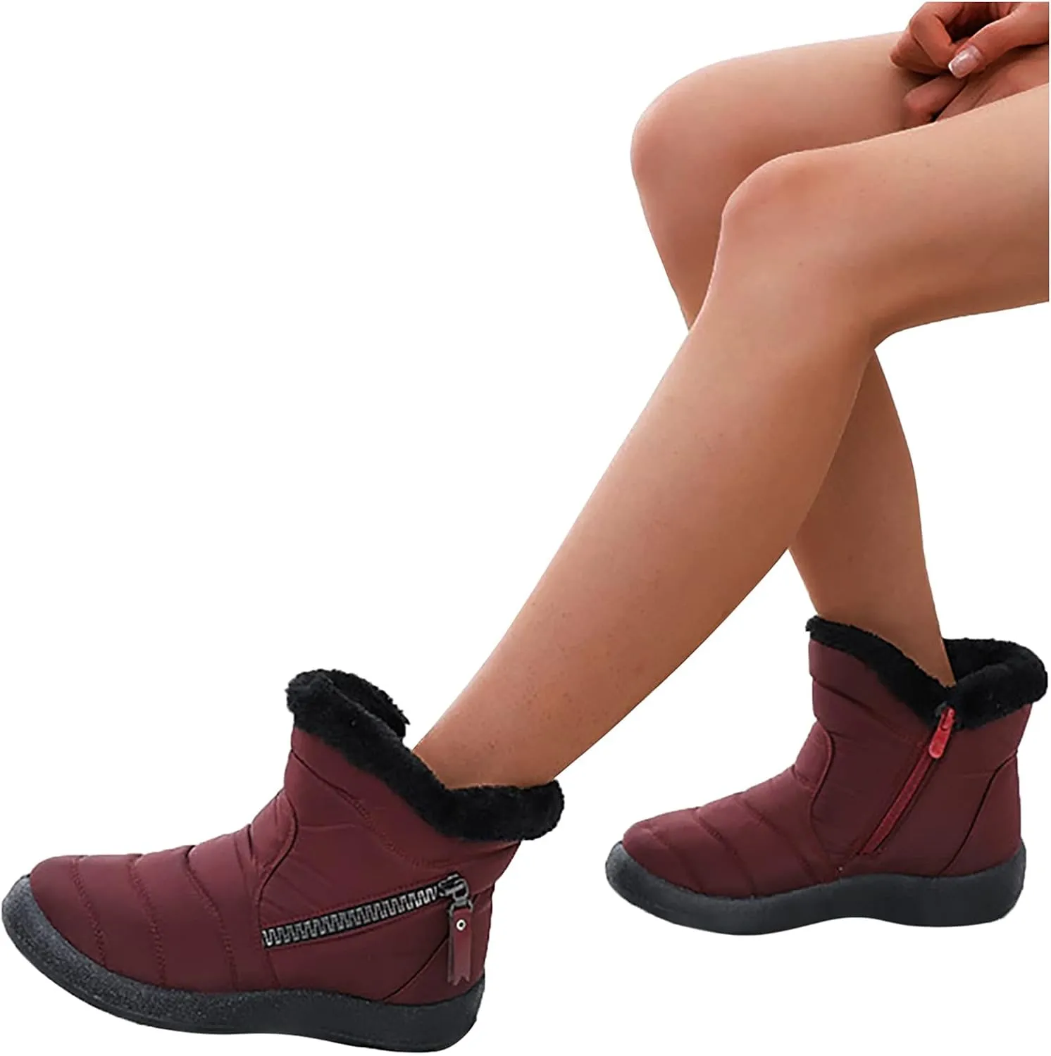 SBGMoSJ Women Snow Ankle Boots Waterproof Leather Womens Hiking Boots Waterproof Women Winter Boots Waterproof Brown Slip Resistant Waterproof Work Boots for Women Women's Tall Winter Boots