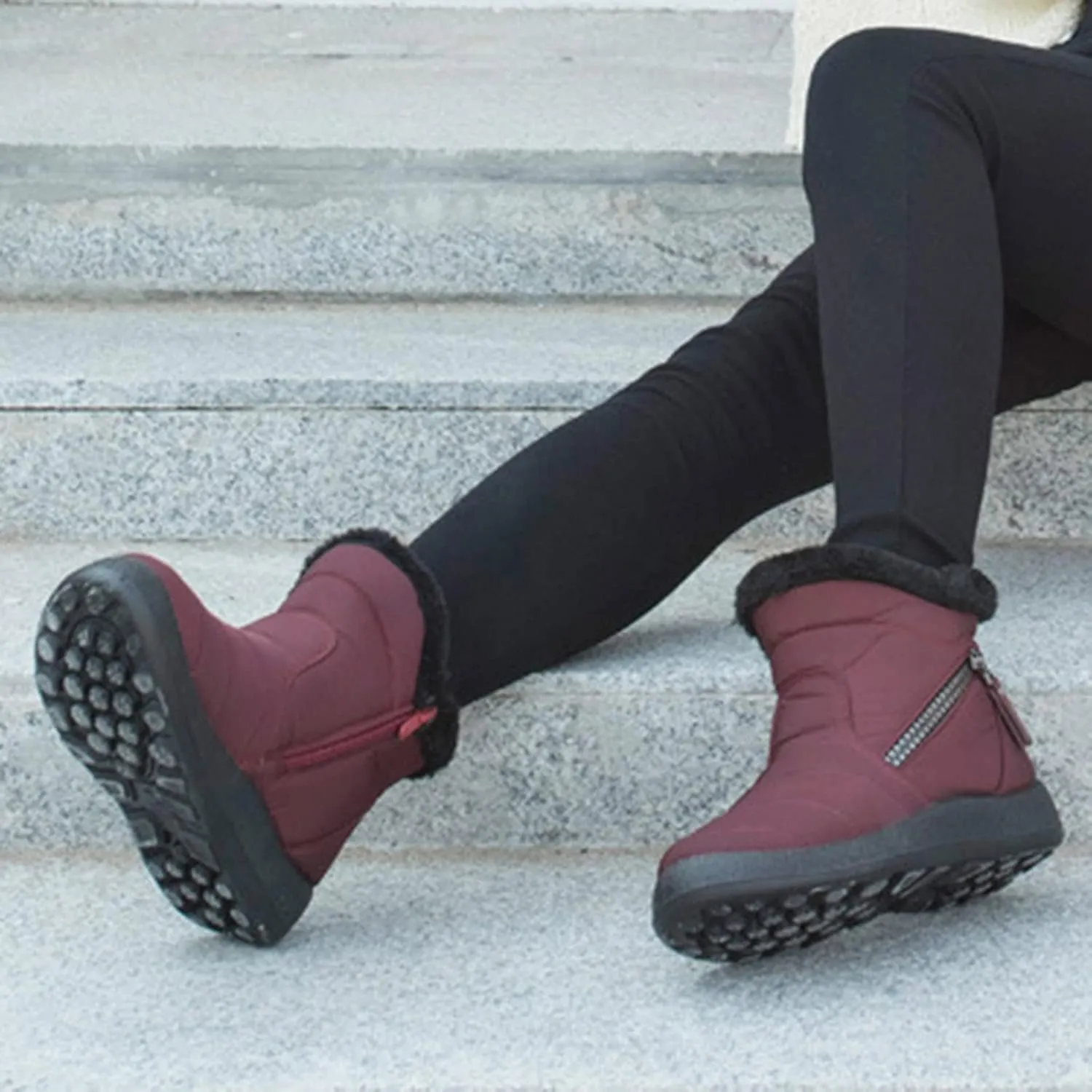 SBGMoSJ Women Snow Ankle Boots Waterproof Leather Womens Hiking Boots Waterproof Women Winter Boots Waterproof Brown Slip Resistant Waterproof Work Boots for Women Women's Tall Winter Boots