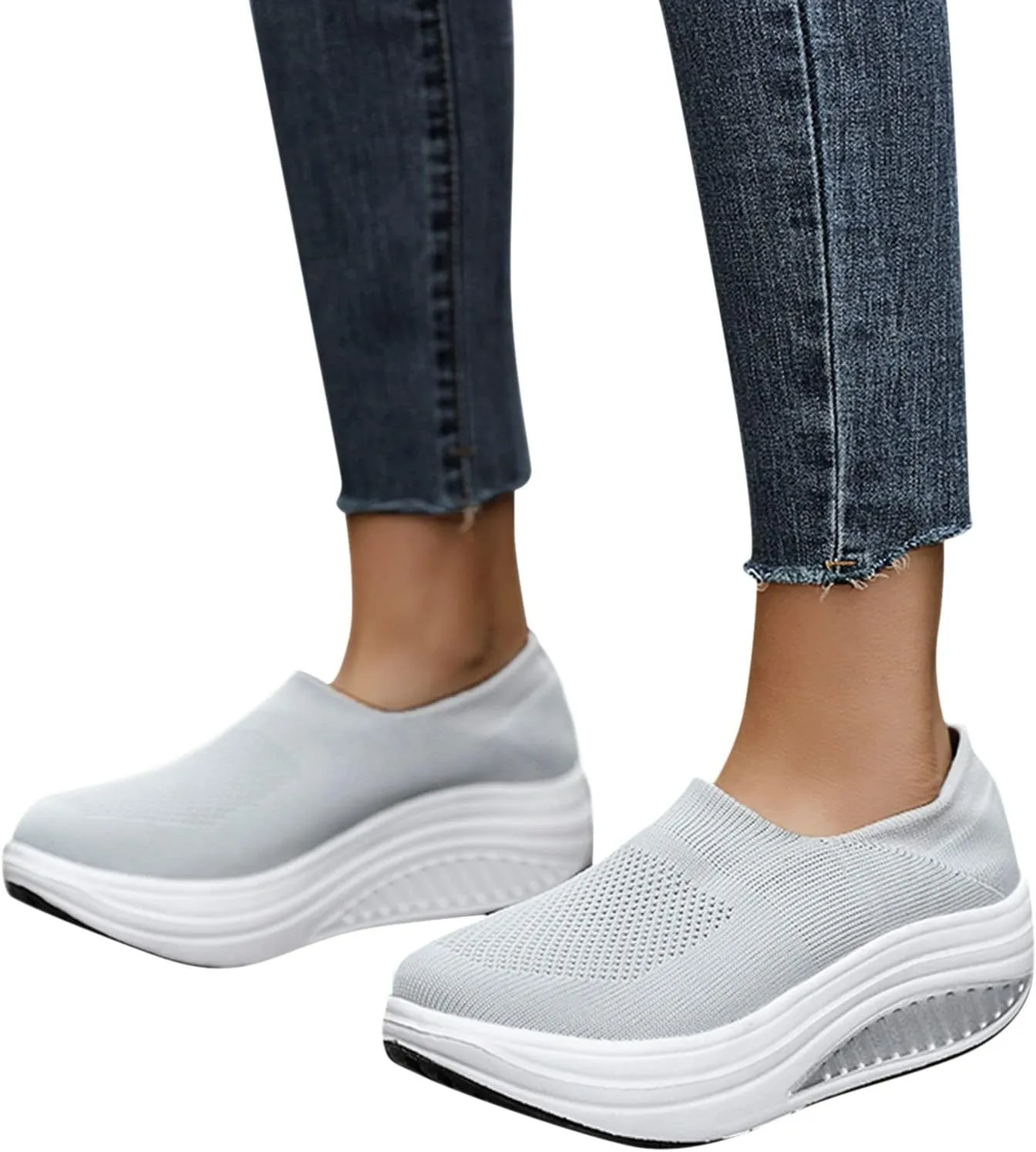 SBGMoSJ Womens Casual Sneakers Wide Slip On Shoes Women Dressy Platform High Top Canvas Shoes for Women Platform Sneakers for Women Wide Slip On Shoes for Women Wide Width