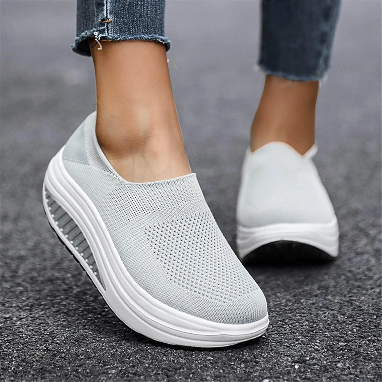 SBGMoSJ Womens Casual Sneakers Wide Slip On Shoes Women Dressy Platform High Top Canvas Shoes for Women Platform Sneakers for Women Wide Slip On Shoes for Women Wide Width