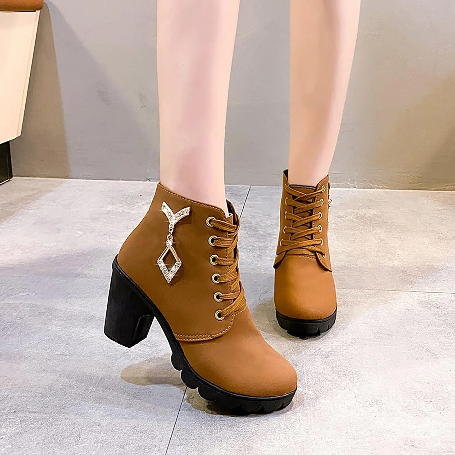 SBGMoSJ Women's Leather Ankle Boots Shoes Zipper Winter Booties Women Ankle Boots Black Ankle Cowboy Boots for Women Low Heel Black Booties for Women with Studs Fall Ankle Boots for Women Heel