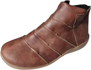 SBGMoSJ Women's Leather Ankle Boots Shoes Zipper Winter Booties Women Ankle Boots Low Heel Wide Width Women's Booties Low Heel Square Toe Low Cut Boots Men Cowgirl Booties for Women Distressed