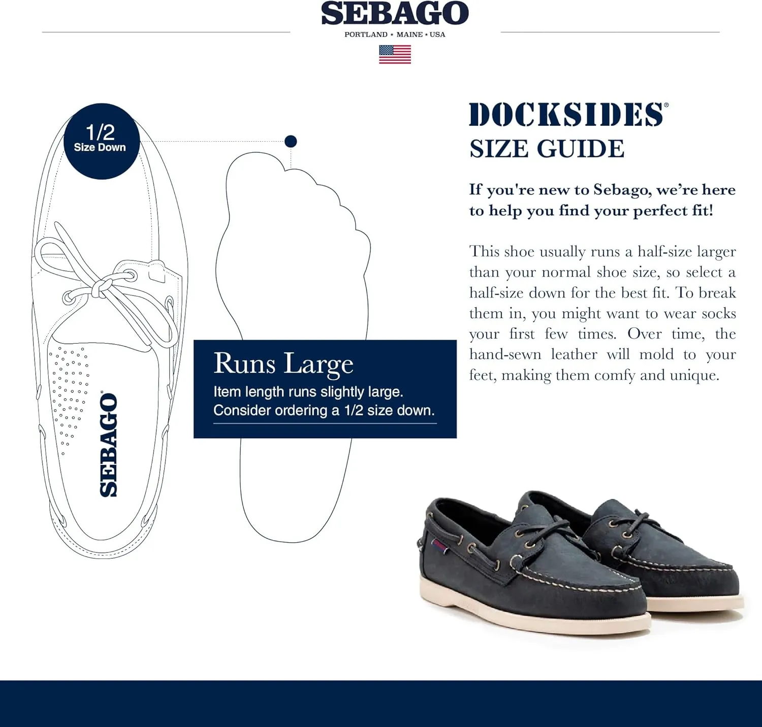 Sebago Portland Crazy H Boat Shoes - Patterned & Distressed Waxed Leather Mocassins with Leather Sock Lining & Non-Marking, Non-Slip Rubber Outsoles