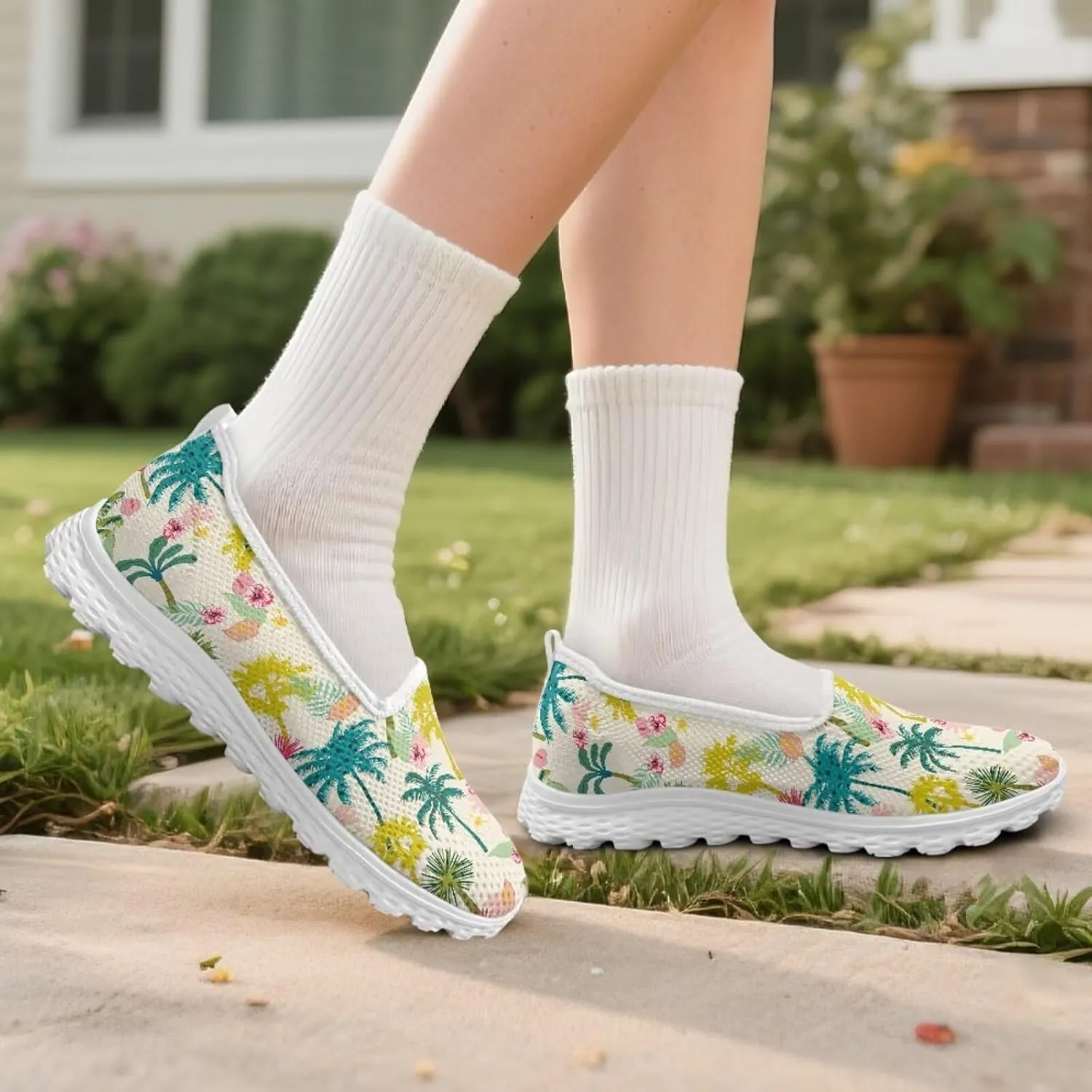 Slip On Shoes Women Ladies Loafers Walking Shoes Women Trainers Athletic Sneakers with Mesh Fabric