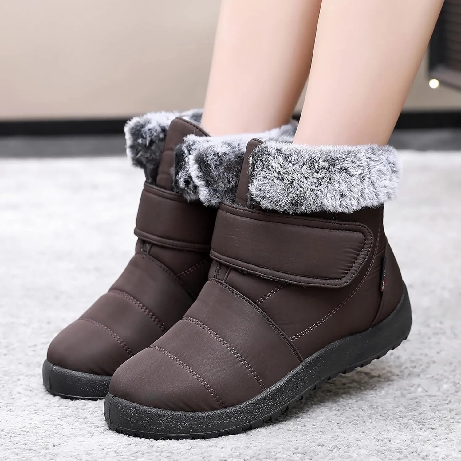 Slip on Waterproof Snow Boot Women Women Snow Booties Cute Winter Boots for Women Waterproof 8.5 Wide Width Womens Winter Boots Womens Winter Sneaker Boot