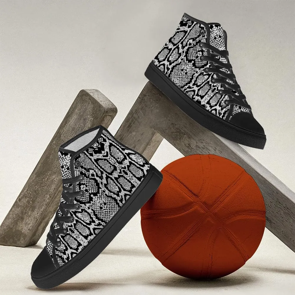 Snake High Top Canvas Shoes Snake Skin High Top Sneakers Lace Up Casual Shoes Gifts for Men Women