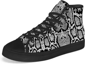 Snake High Top Canvas Shoes Snake Skin High Top Sneakers Lace Up Casual Shoes Gifts for Men Women