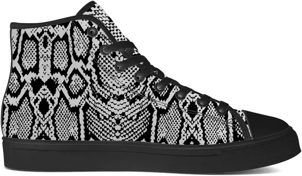 Snake High Top Canvas Shoes Snake Skin High Top Sneakers Lace Up Casual Shoes Gifts for Men Women