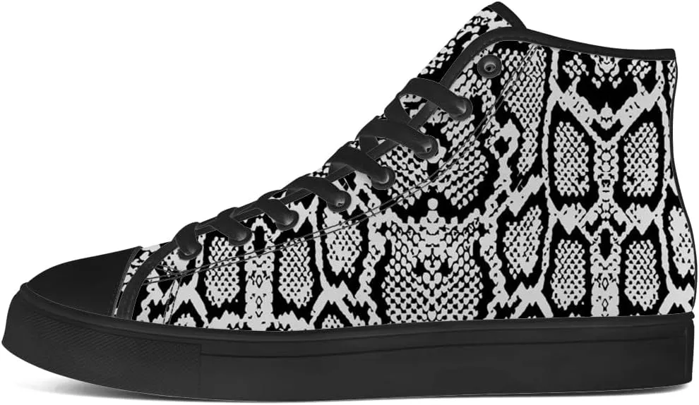 Snake High Top Canvas Shoes Snake Skin High Top Sneakers Lace Up Casual Shoes Gifts for Men Women