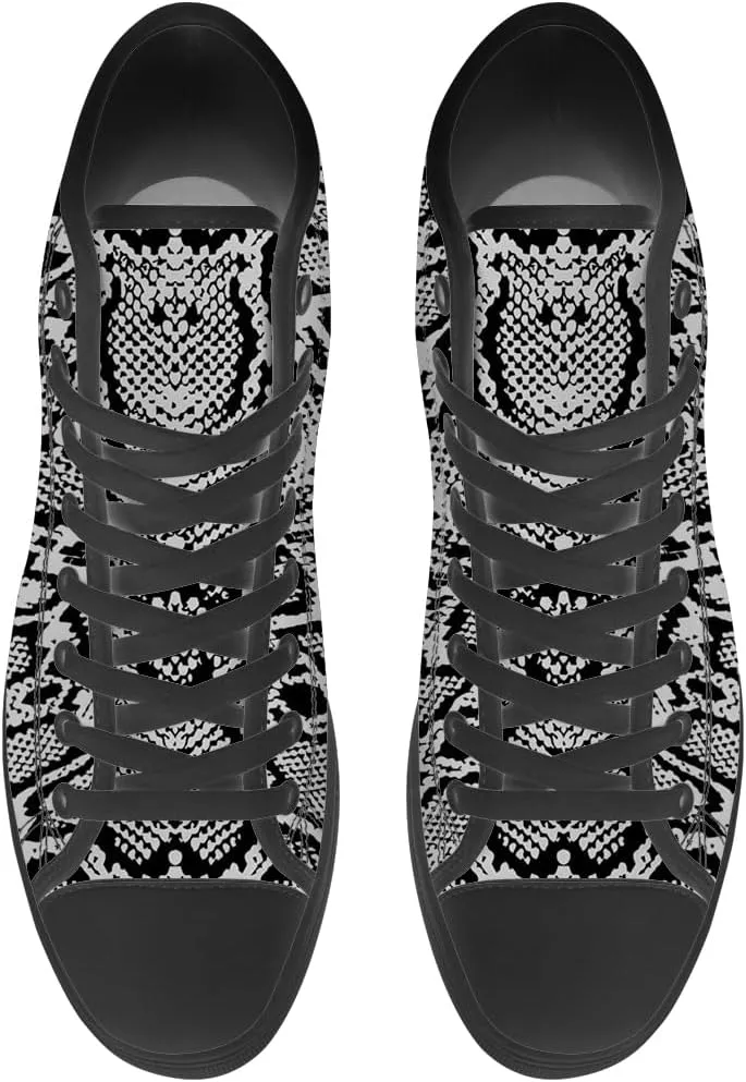 Snake High Top Canvas Shoes Snake Skin High Top Sneakers Lace Up Casual Shoes Gifts for Men Women