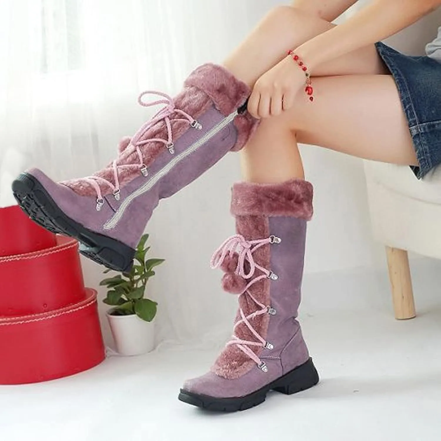 Snow Boot for Women Winter Snow Boots Women Size 10 Womens Winter Booties Waterproof Womens Waterproof Insulated Rubber Hunting Boots Botas De FrO Para Mujer Elegantes